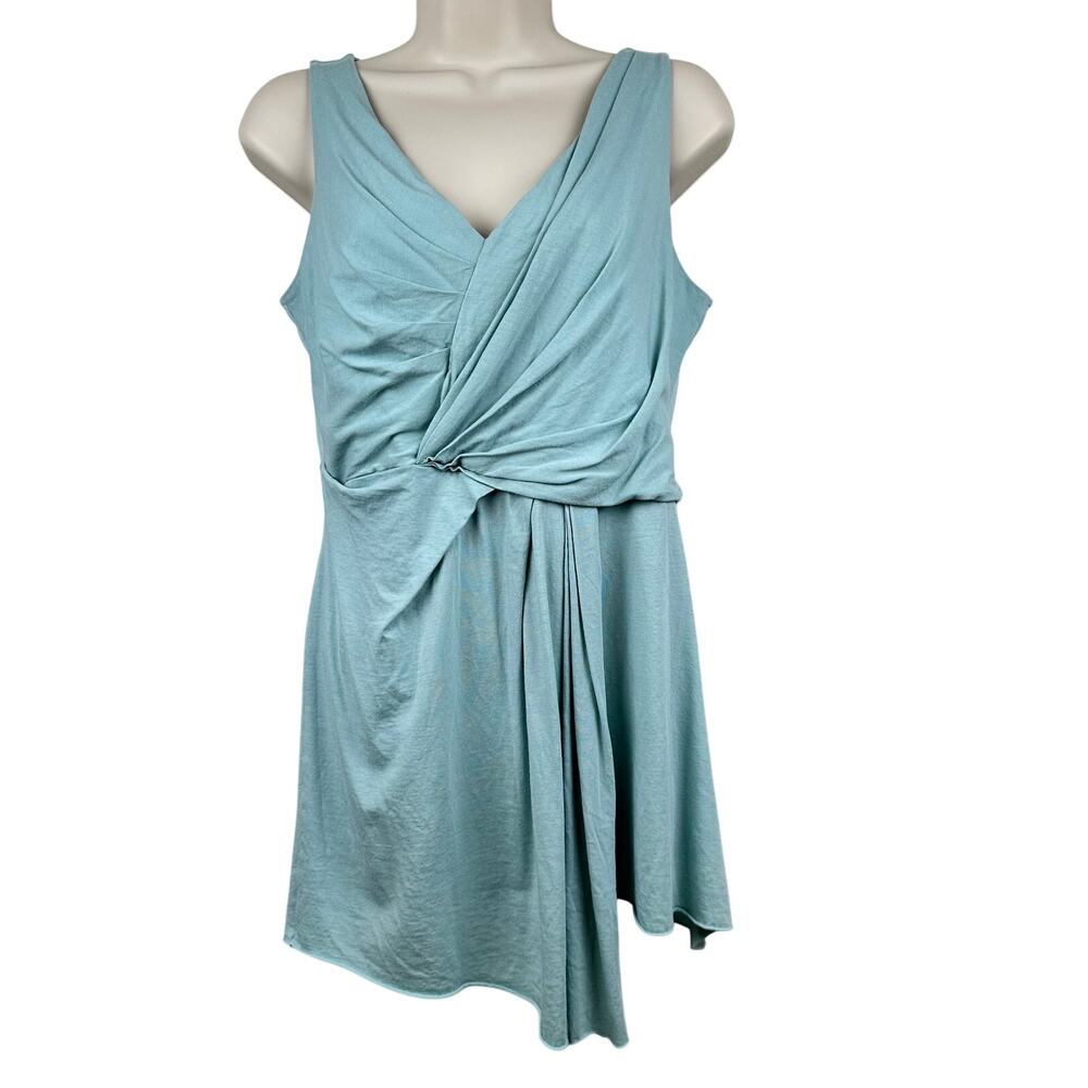 Peruvian Connection Tunic Top Blouse Knit Faux Wrap Sleeveless Cotton S Green - Picture 2 of 10
